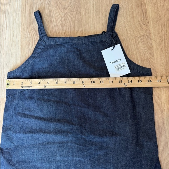 THEORY Crip Denim Square Neck Pinafore Dress in Indigo Size 2 NWT - Picture 7 of 11